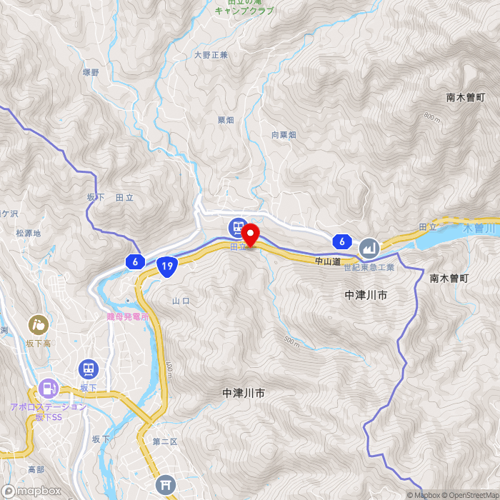 道の駅賤母の地図（zoom13）岐阜県中津川市山口1-14