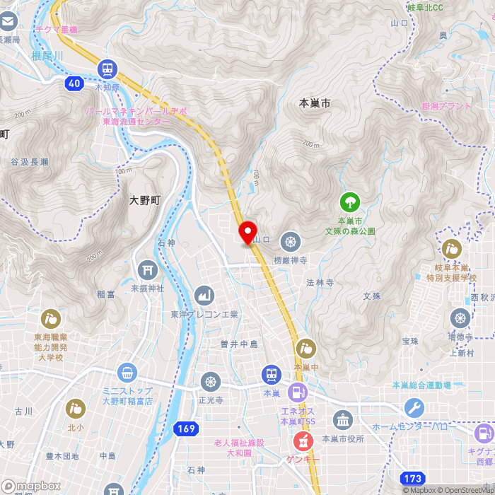 道の駅織部の里・もとすの地図（zoom13）岐阜県本巣市山口676