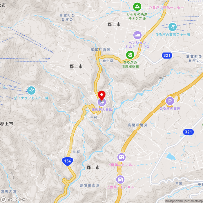 道の駅大日岳の地図（zoom13）岐阜県郡上市高鷲町西洞3628-5