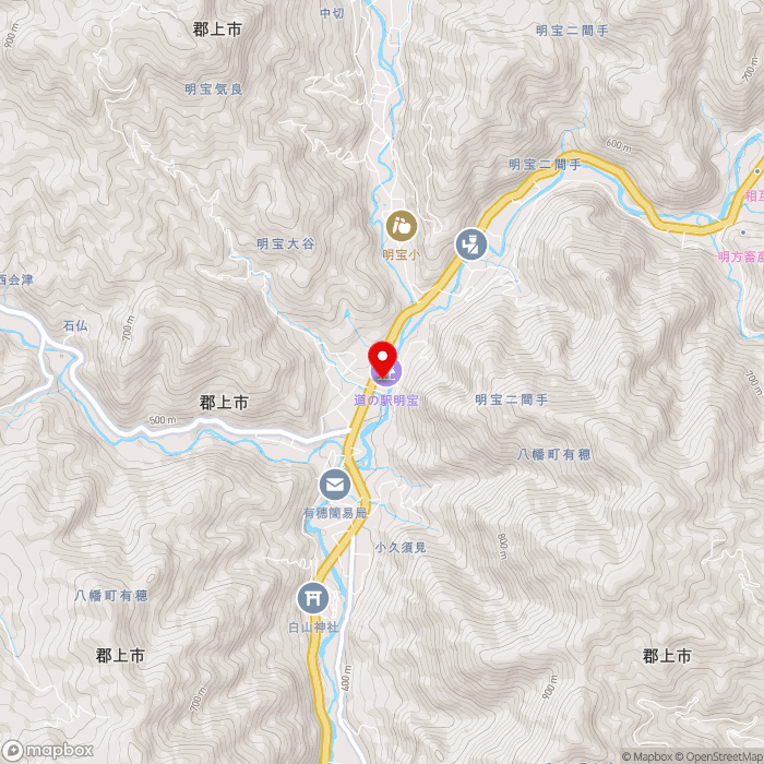 道の駅明宝の地図（zoom13）岐阜県郡上市明宝大谷1015