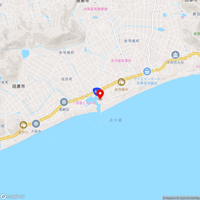 道の駅あかばねロコステーションの地図（zoom13）愛知県田原市赤羽根町大西32-4