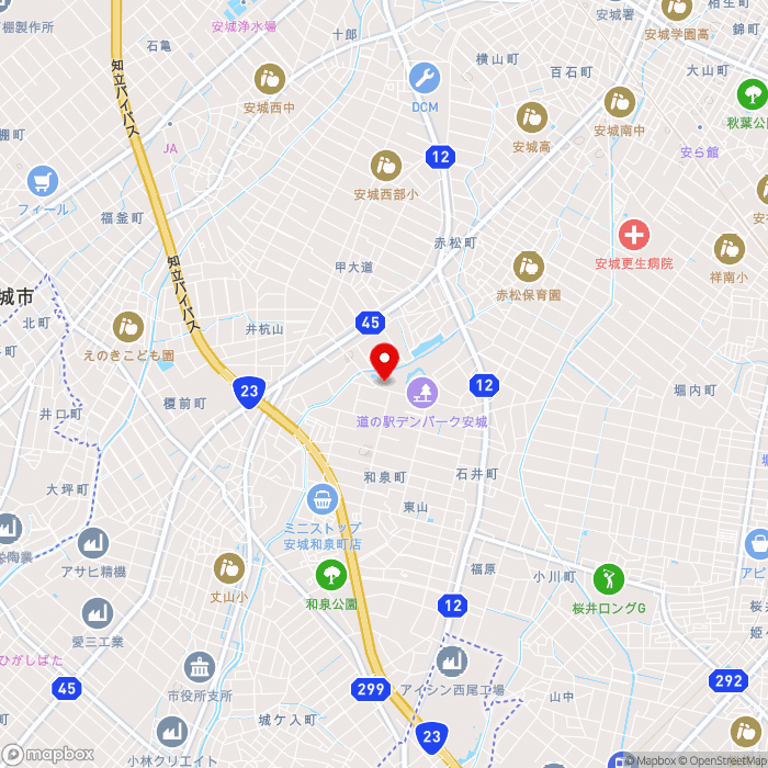 道の駅デンパーク安城の地図（zoom13）愛知県安城市赤松町梶5