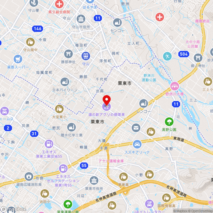 道の駅アグリの郷栗東の地図（zoom13）滋賀県栗東市出庭961-1