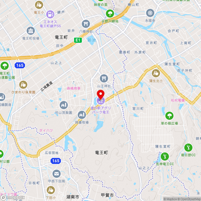 道の駅アグリパーク竜王の地図（zoom13）滋賀県蒲生郡竜王町大字山之上6526番地