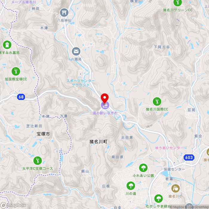 道の駅いながわの地図（zoom13）兵庫県川辺郡猪名川町万善