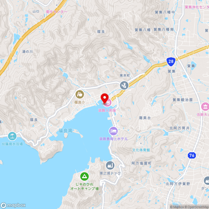 道の駅福良の地図（zoom13）兵庫県南あわじ市福良甲1528番地1地先