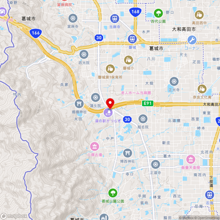 道の駅かつらぎの地図（zoom13）奈良県葛城市太田1257