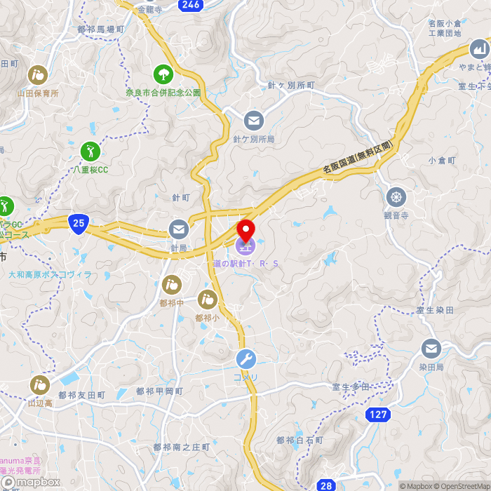 道の駅針Ｔ・Ｒ・Ｓの地図（zoom13）奈良県奈良市針町345番地