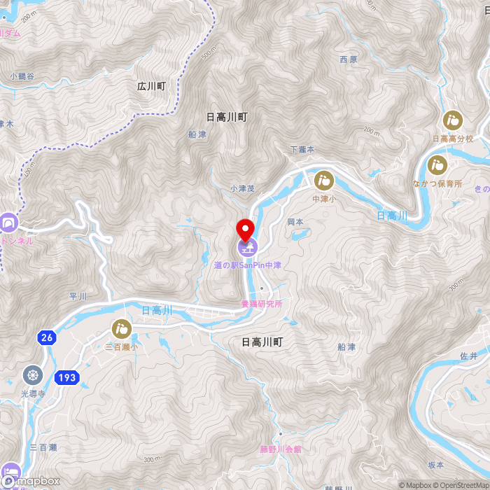 道の駅San　Pin  中津の地図（zoom13）和歌山県日高郡日高川町船津820