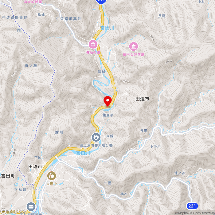 道の駅ふるさとセンター大塔の地図（zoom13）和歌山県田辺市鮎川1000