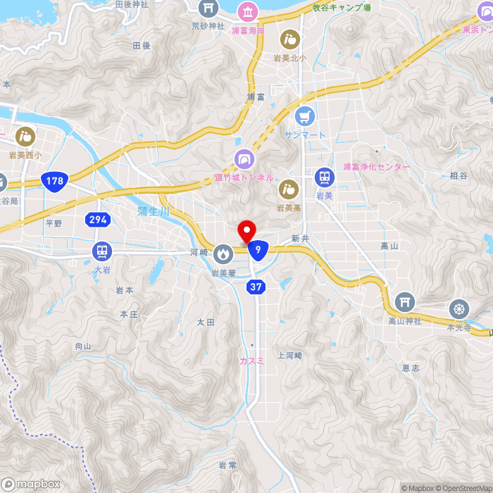 道の駅きなんせ岩美の地図（zoom13）鳥取県岩美郡岩美町新井337-4