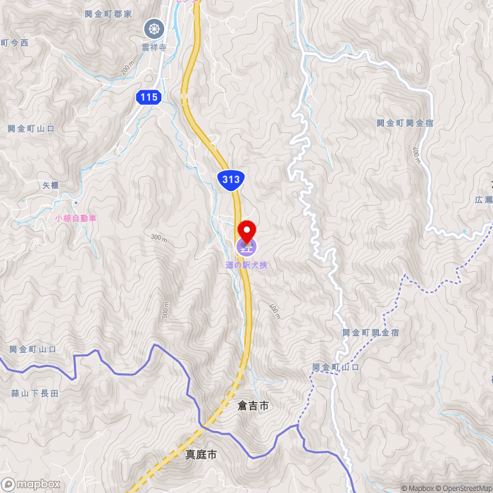 道の駅犬挟の地図（zoom13）鳥取県倉吉市関金町山口2030-46