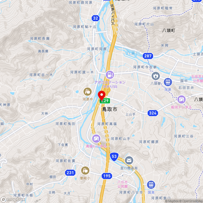 道の駅清流茶屋　かわはらの地図（zoom13）鳥取県鳥取市河原町高福837