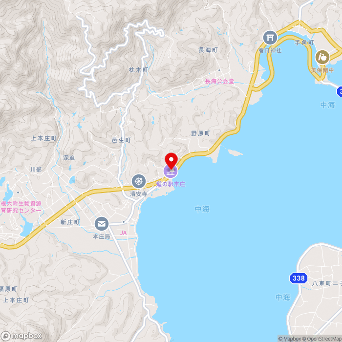 道の駅本庄の地図（zoom13）島根県松江市野原町地内