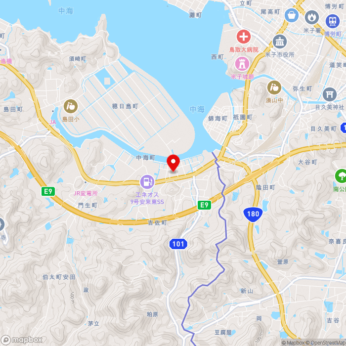 道の駅あらエッサの地図（zoom13）島根県安来市中海町118番地1