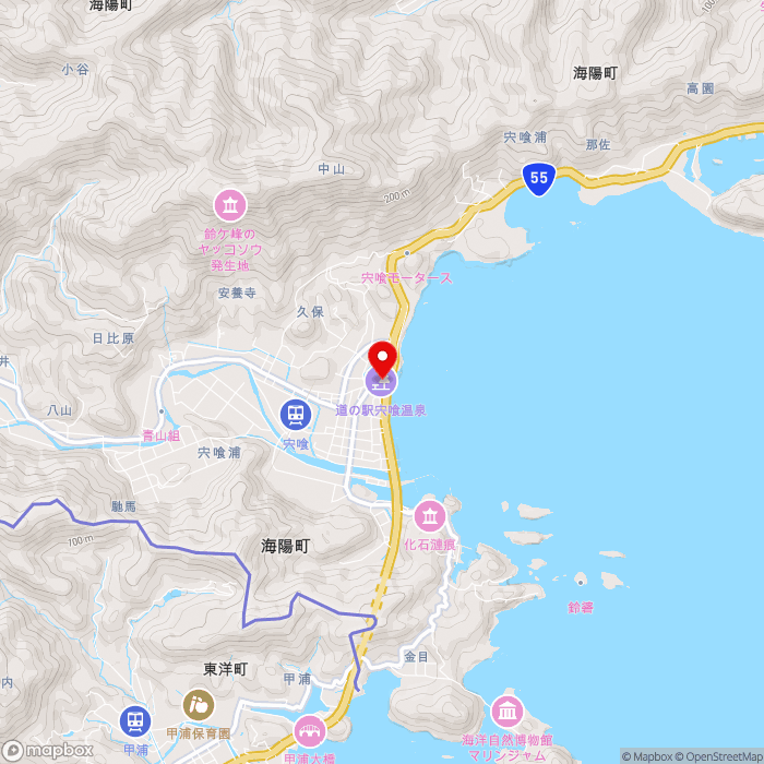 道の駅宍喰温泉の地図（zoom13）徳島県海部郡海陽町久保板取219-6