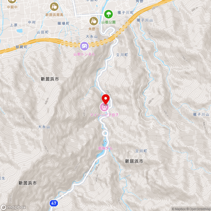 道の駅マイントピア別子の地図（zoom13）愛媛県新居浜市立川町707-3