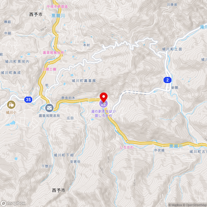 道の駅きなはい屋しろかわの地図（zoom13）愛媛県西予市城川町下相1008-1