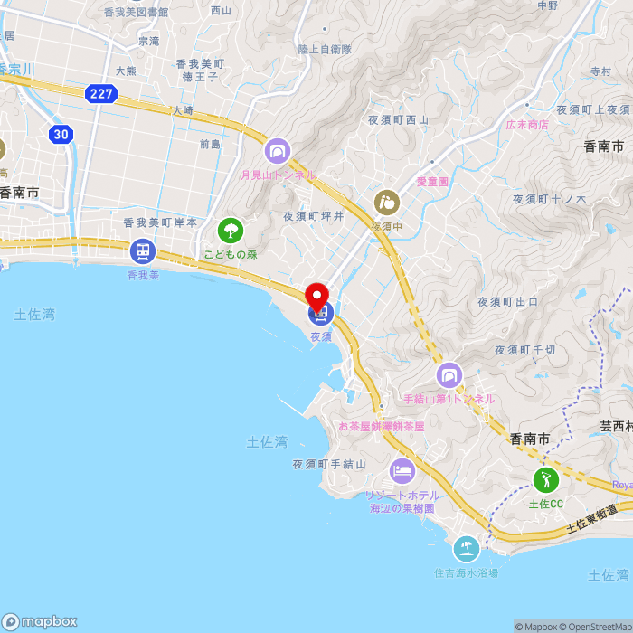 道の駅やすの地図（zoom13）高知県香南市夜須町千切537-90