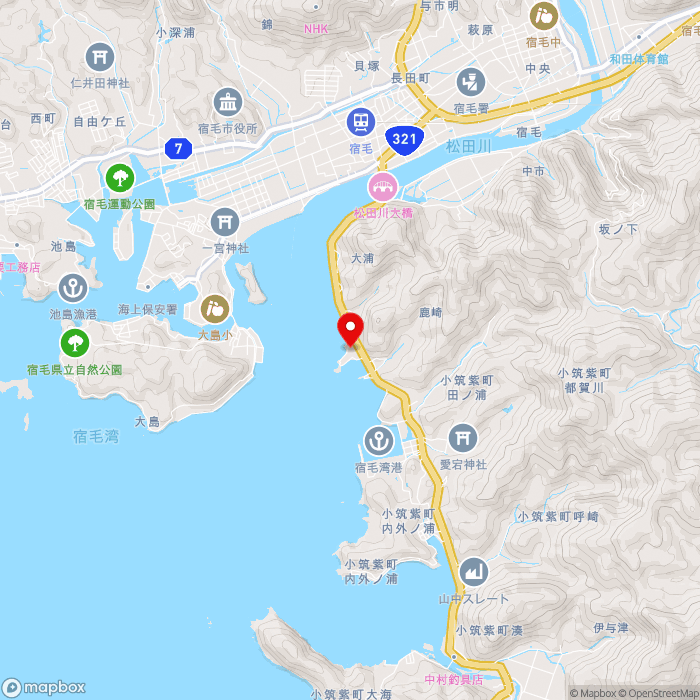 道の駅すくもの地図（zoom13）高知県宿毛市坂ノ下1023-44