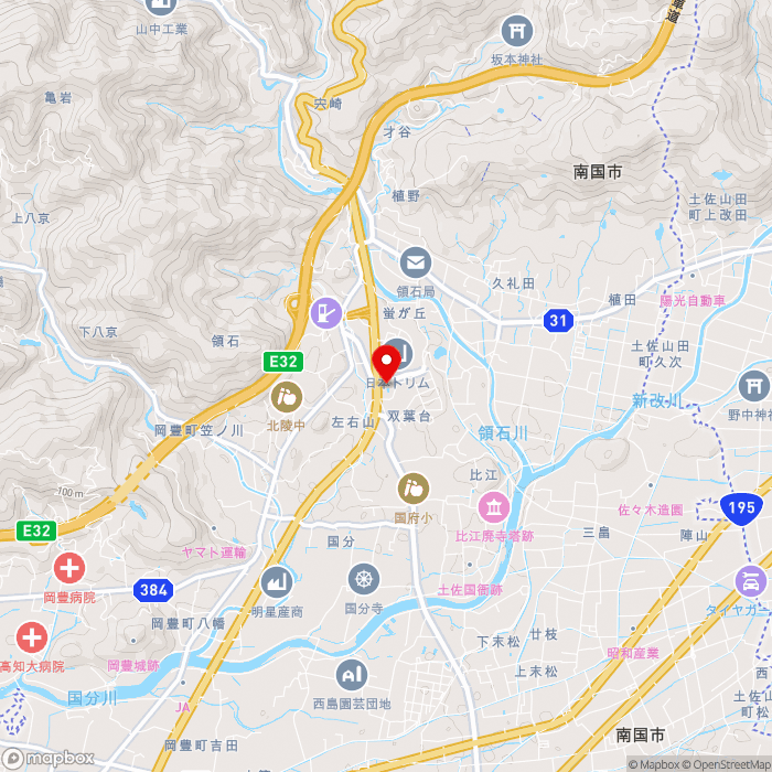 道の駅南国風良里の地図（zoom13）高知県南国市左右山102-1