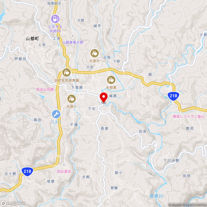 道の駅通潤橋の地図（zoom13）熊本県上益城郡山都町下市184-1