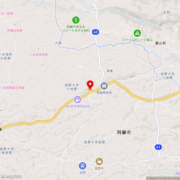 道の駅波野の地図（zoom13）熊本県阿蘇市波野小地野1602