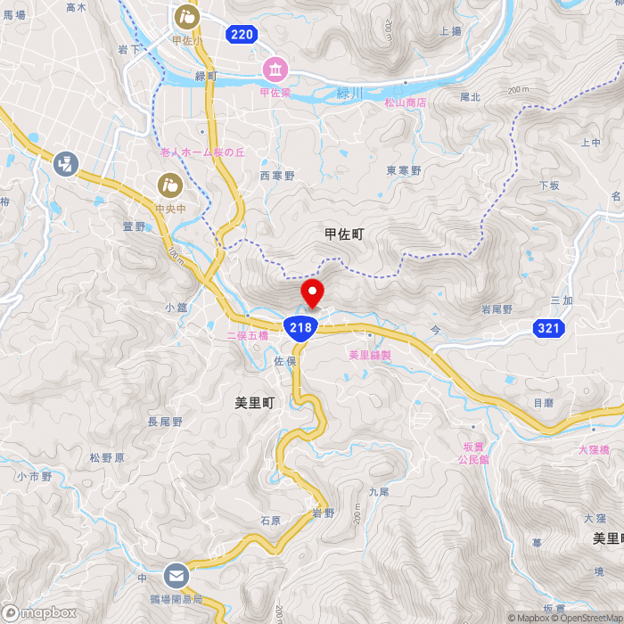 道の駅美里「佐俣の湯」の地図（zoom13）熊本県下益城郡美里町佐俣705