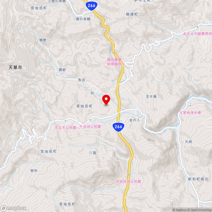 道の駅宮地岳かかしの里の地図（zoom13）熊本県天草市宮地岳町5516-2