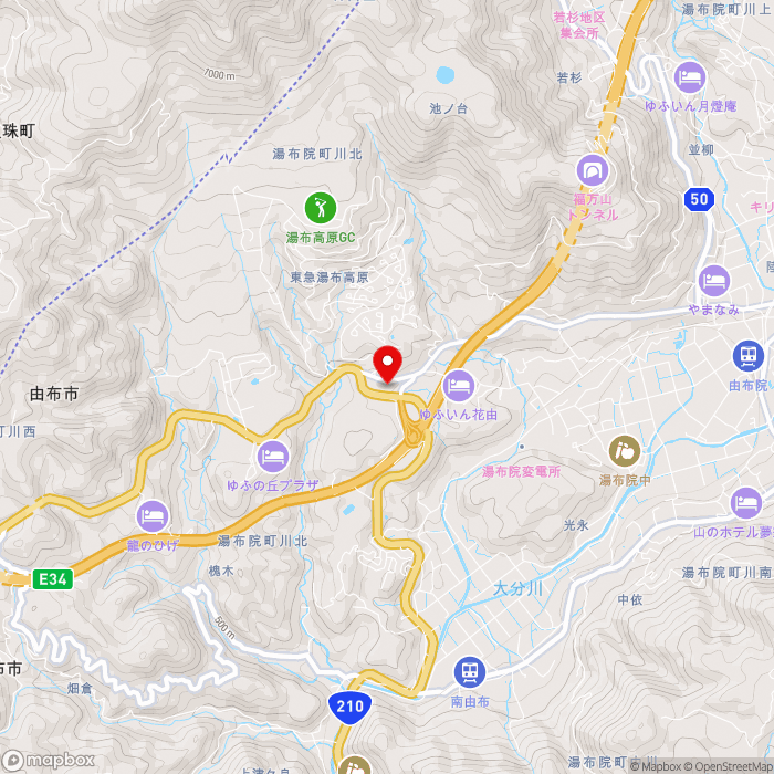 道の駅ゆふいんの地図（zoom13）大分県由布市湯布院町川北899-76
