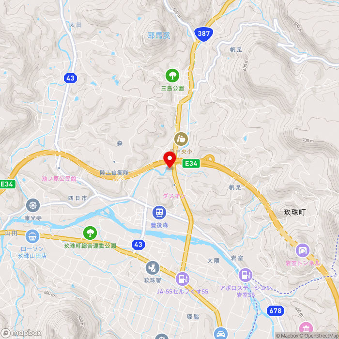 道の駅童話の里　くすの地図（zoom13）大分県玖珠郡玖珠町大字帆足2121