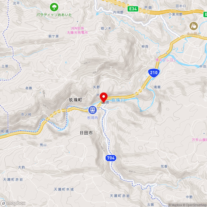 道の駅慈恩の滝　くすの地図（zoom13）大分県玖珠郡玖珠町山浦618-24