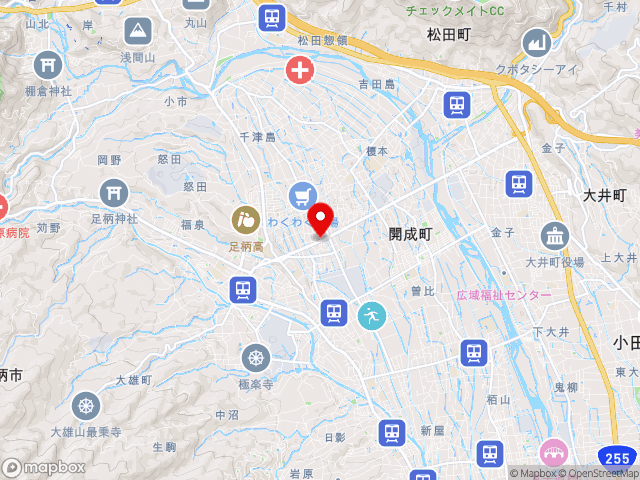 市道塚原・班目線沿いの道の駅 足柄・金太郎のふるさとの地図