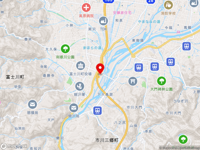 国道52号沿いの道の駅 富士川の地図