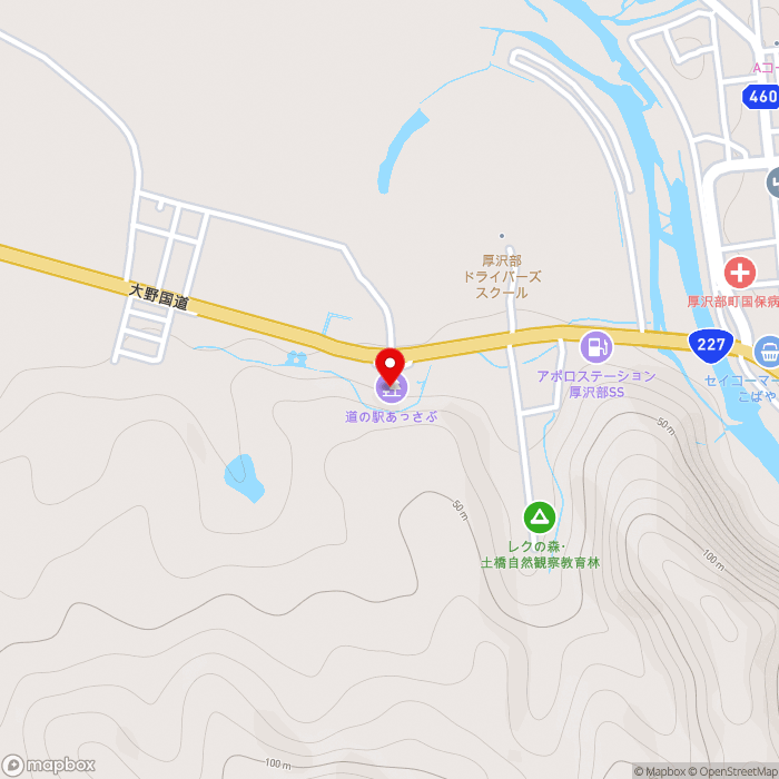 道の駅あっさぶの地図（zoom15）北海道桧山郡厚沢部町緑町72-1