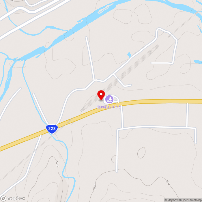 道の駅しりうちの地図（zoom15）北海道上磯郡知内町字湯の里48-13