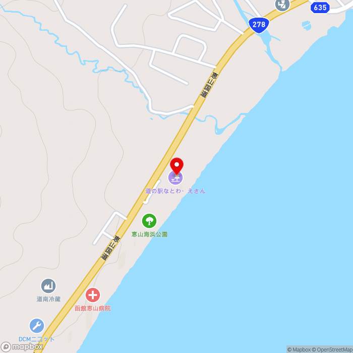道の駅なとわ・えさんの地図（zoom15）北海道函館市日ノ浜町31-2