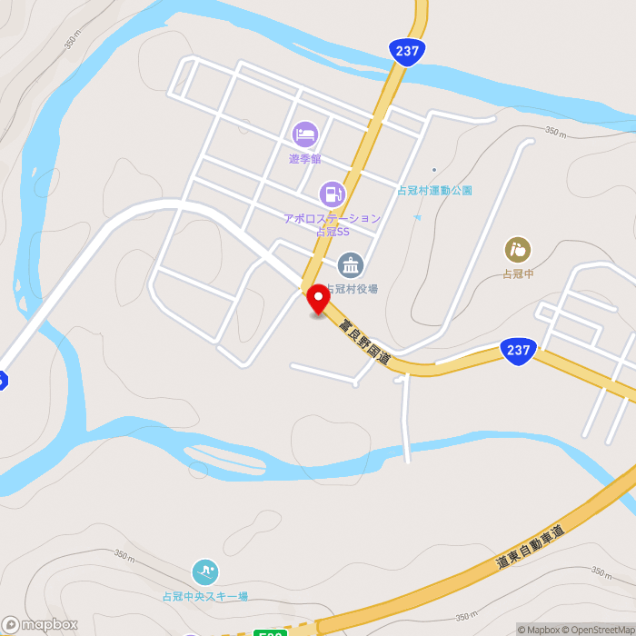 道の駅自然体感しむかっぷの地図（zoom15）北海道勇払郡占冠村字中央
