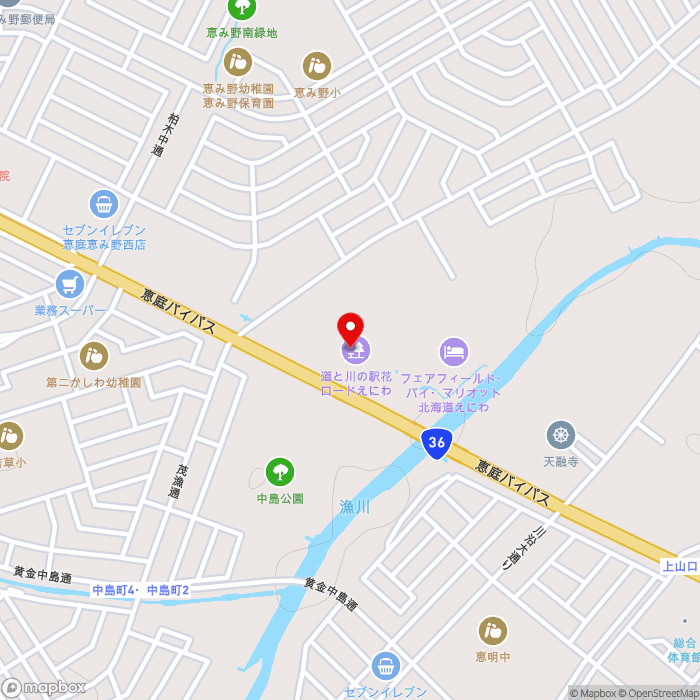 道の駅花ロードえにわの地図（zoom15）北海道恵庭市南島松817-18