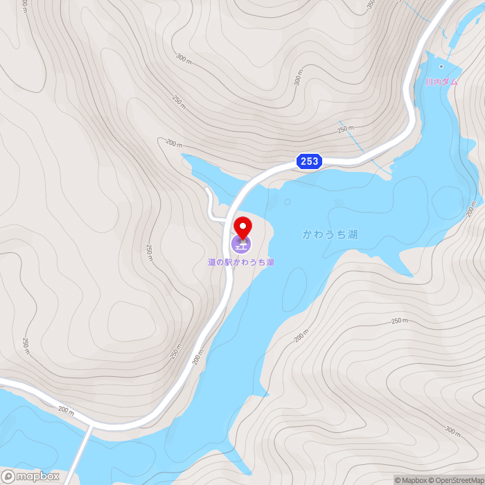 道の駅かわうち湖の地図（zoom15）青森県むつ市川内町福浦山314