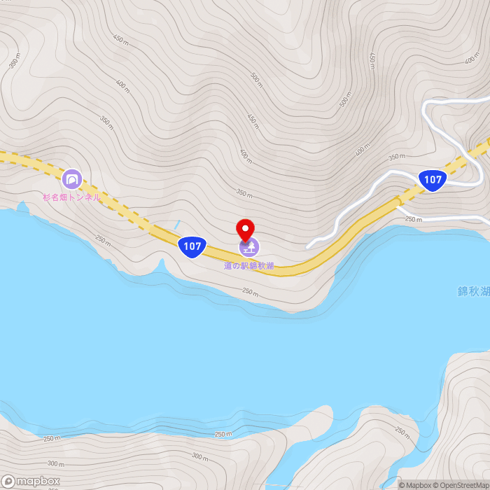 道の駅錦秋湖の地図（zoom15）岩手県和賀郡西和賀町杉名畑44地割264