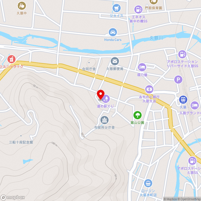 道の駅くじの地図（zoom15）岩手県久慈市中町2-5-6
