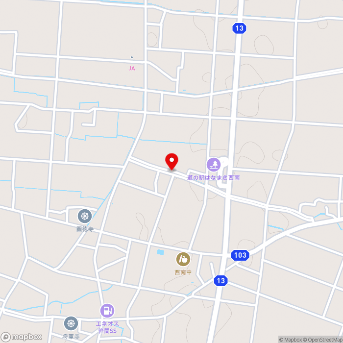 道の駅はなまき西南の地図（zoom15）岩手県花巻市轟木7地割203番地