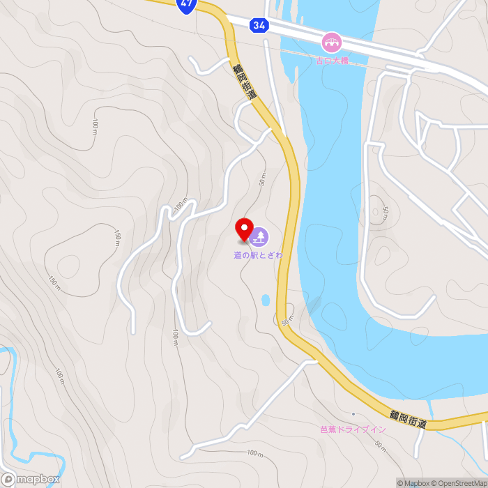 道の駅とざわの地図（zoom15）山形県最上郡戸沢村蔵岡3704-12号外