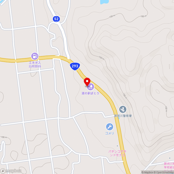 道の駅ばとうの地図（zoom15）栃木県那須郡那珂川町北向田183-1