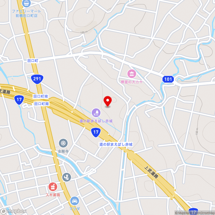 道の駅まえばし赤城の地図（zoom15）群馬県前橋市田口町36番地