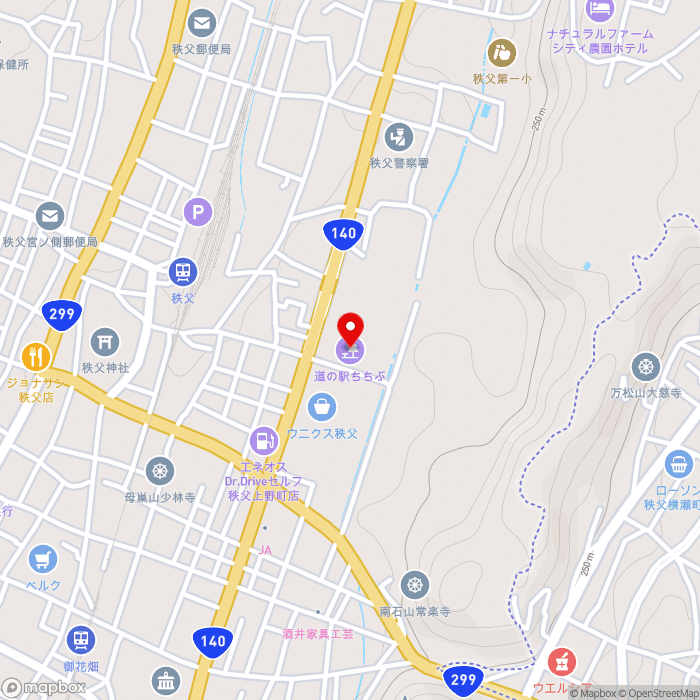 道の駅ちちぶの地図（zoom15）埼玉県秩父市大宮4625
