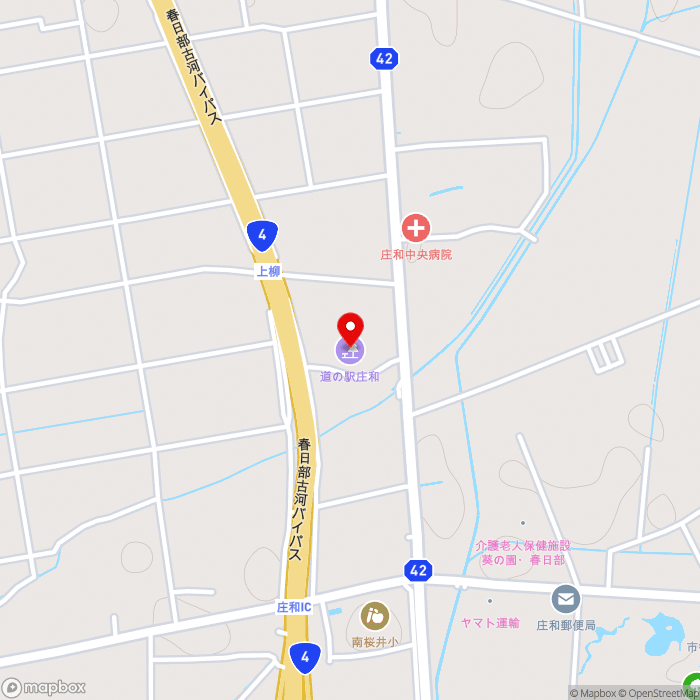道の駅庄和の地図（zoom15）埼玉県春日部市上柳995