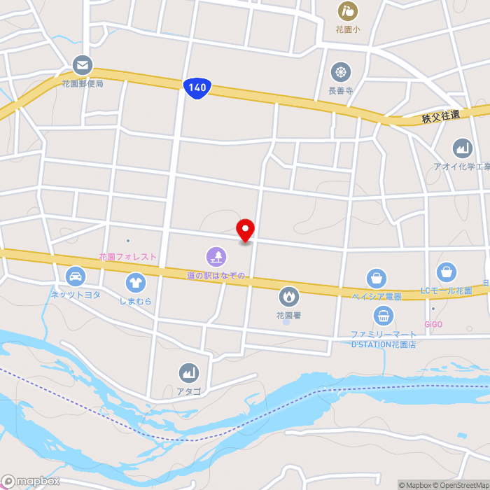 道の駅はなぞのの地図（zoom15）埼玉県深谷市小前田458-1