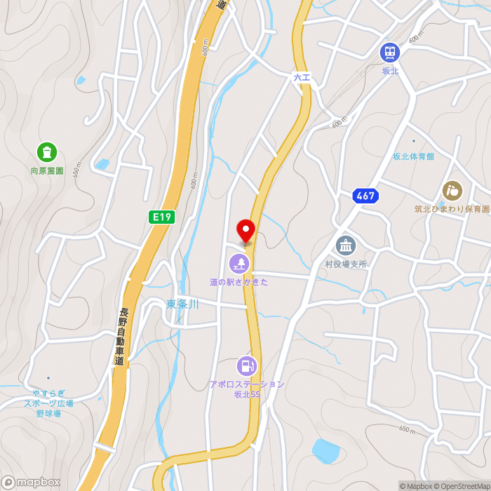 道の駅さかきたの地図（zoom15）長野県東筑摩郡筑北村坂北長田4340